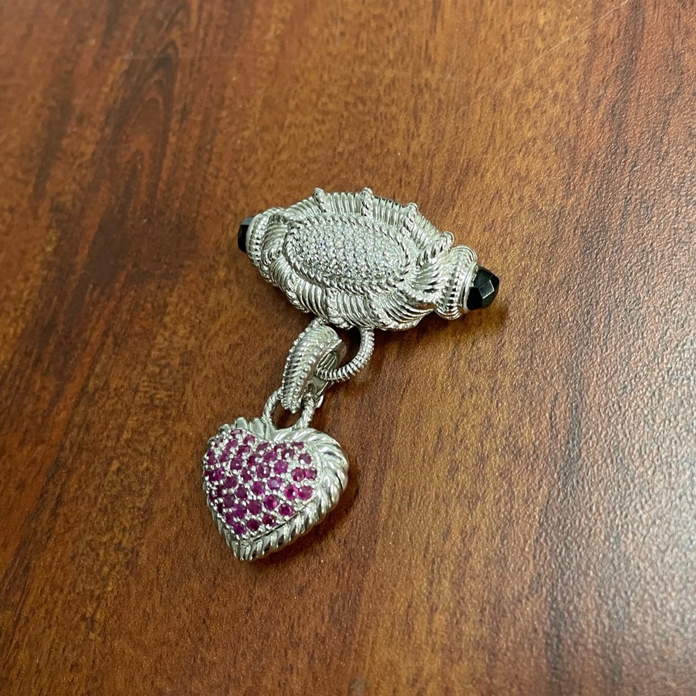 Judith Ripka Brooch/Pin with Detachable Heart Charm - Picture 2 of 5